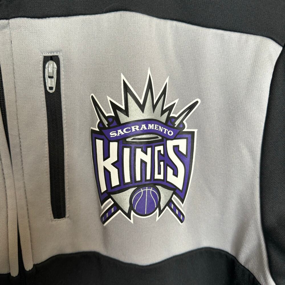 Sacramento Kings Adidas Jacket Black Gray Full Zip Fleece Climawarm Small - Picture 4 of 11